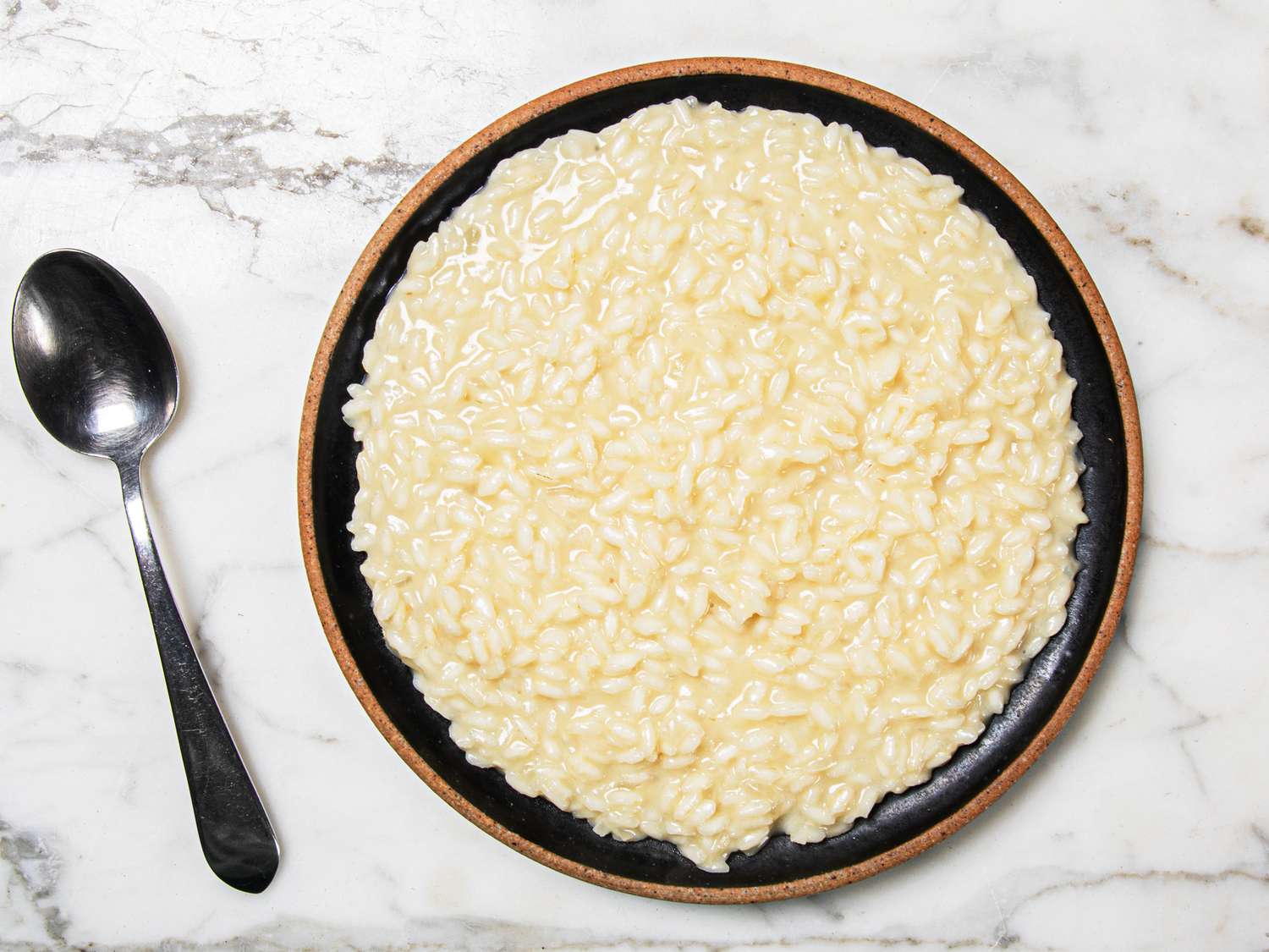 Overhead view of plate of risotto