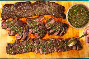 Overhead view of churrasco steak