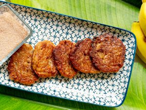 Overhead view of banana fritters