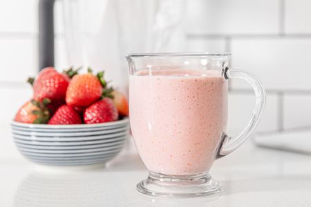 Side Angle view of Strawberry milkshake