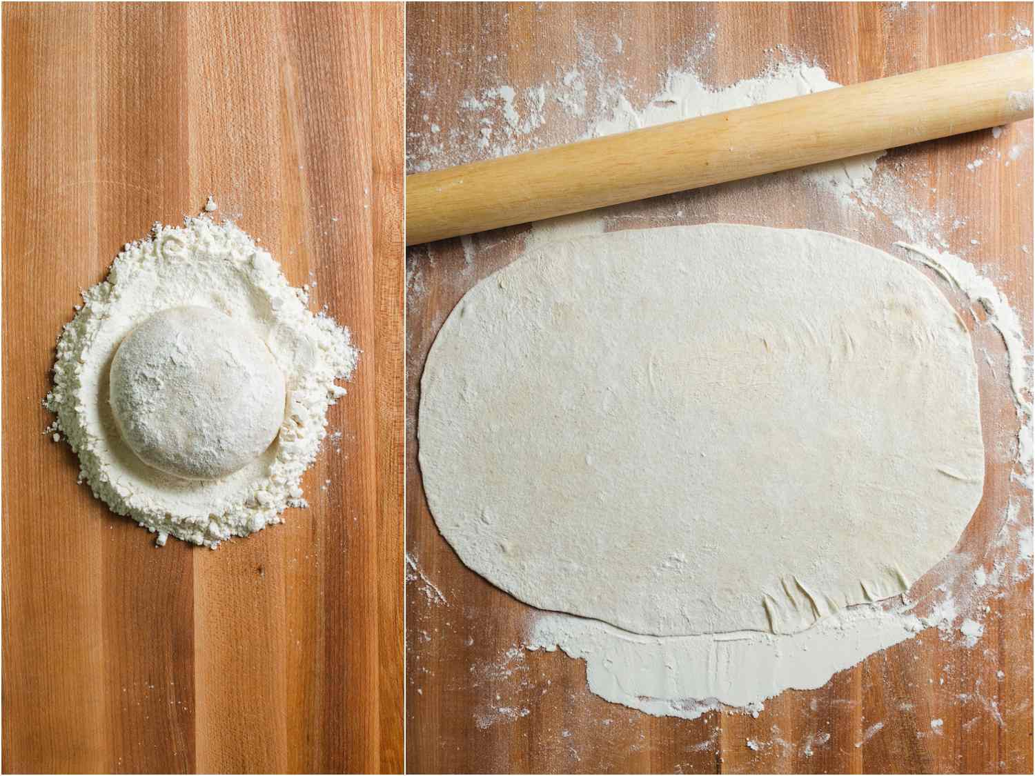 Portion of lavash dough rolled into a 14- by 11-inch rectangle.