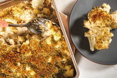 Overhead view of cauliflower gratin