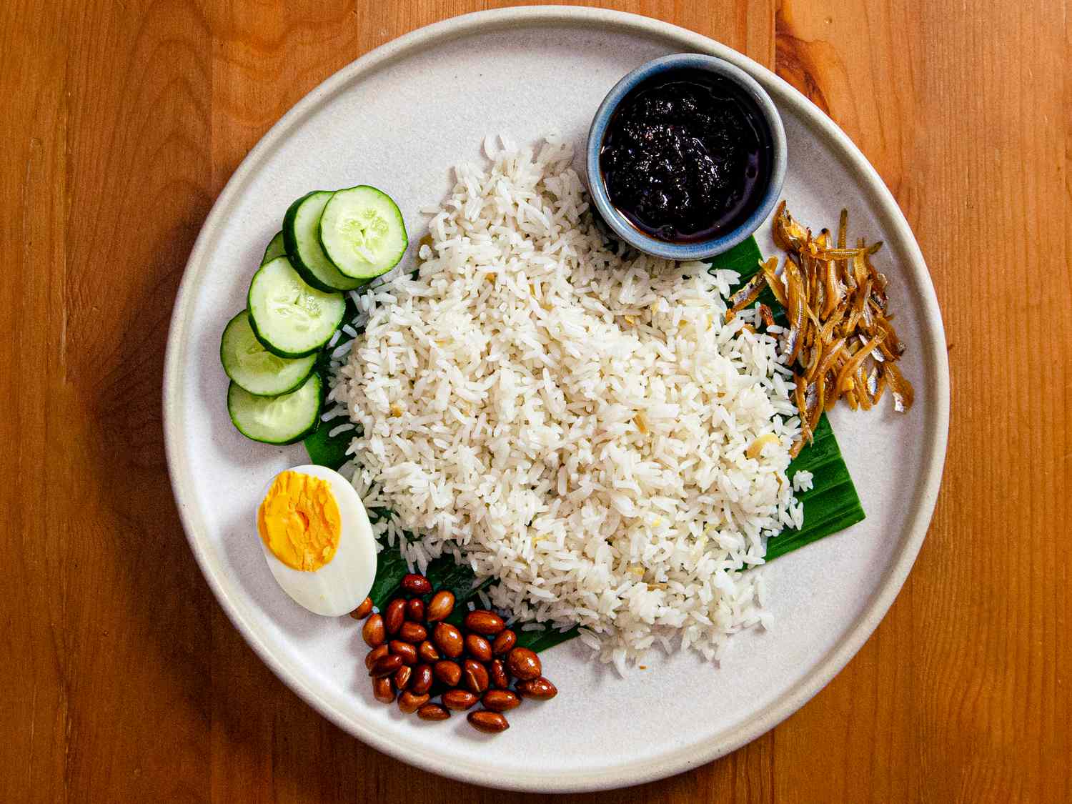 Nasi lemak的俯视图