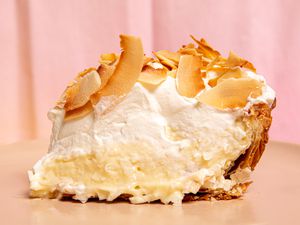 Slice of coconut creme pie