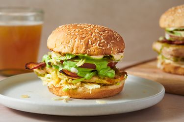 Chicken sandwich served on a plate