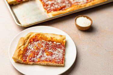 Overhead view of tomato pie