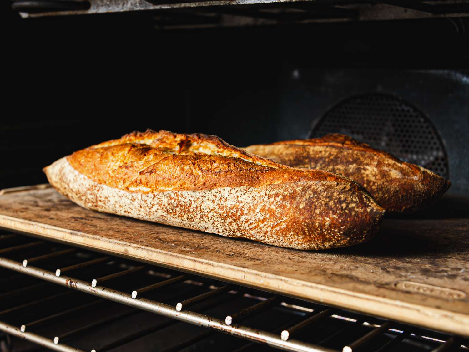 Baguettes on a baking stone