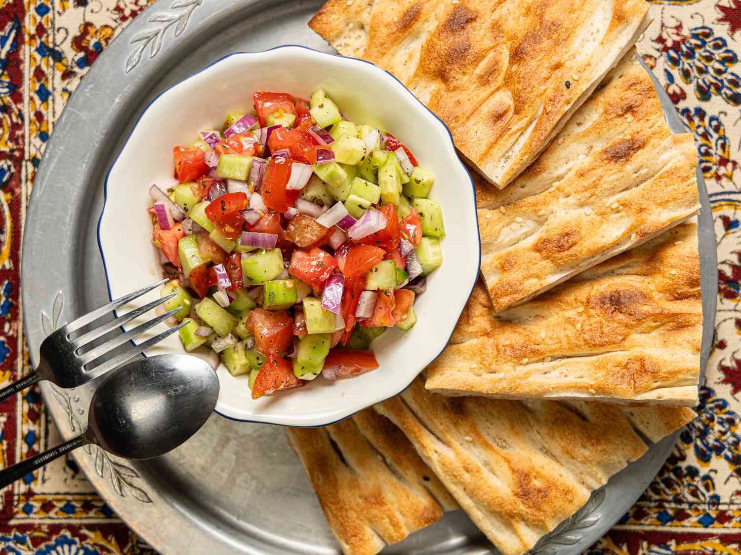 Overhead view of shirazi salad