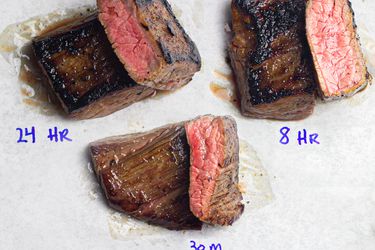 Ovehead view of steak test