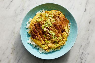 Overhead view of katsudon