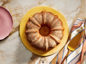 Overhead view of a whole Apple Cider Dough Cake