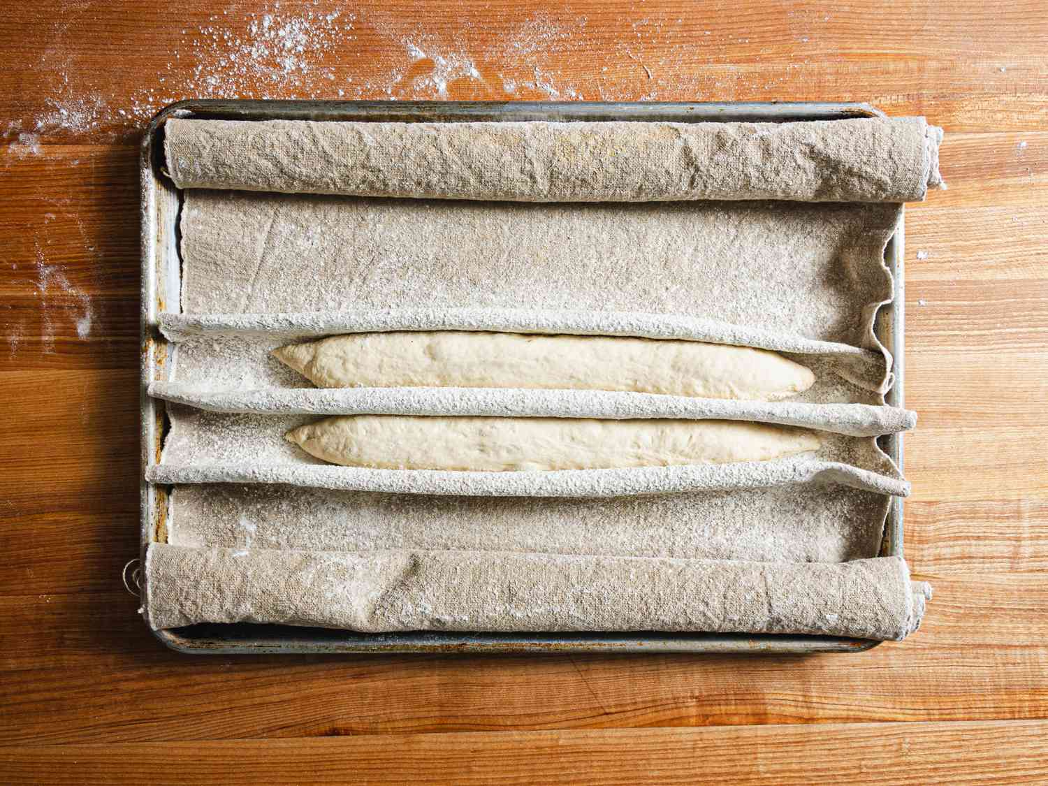 Dough placed into couche